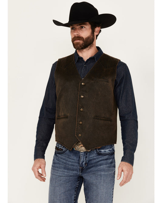 Men's Pancho Villa Oilskin Button-Front Western Vest
