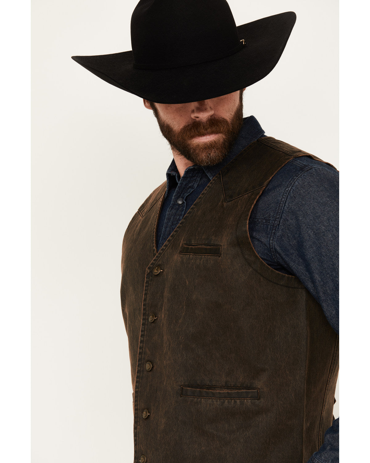 Men's Pancho Villa Oilskin Button-Front Western Vest