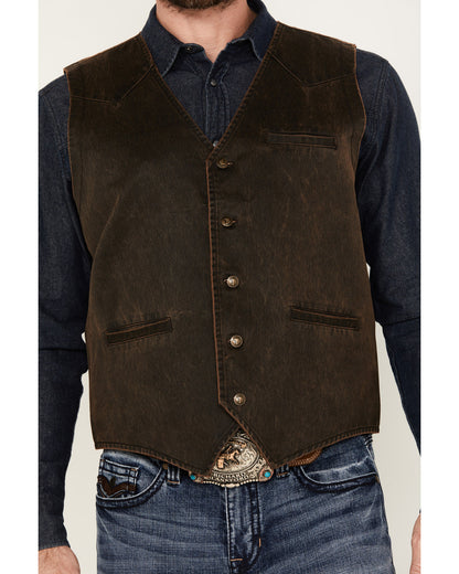 Men's Pancho Villa Oilskin Button-Front Western Vest