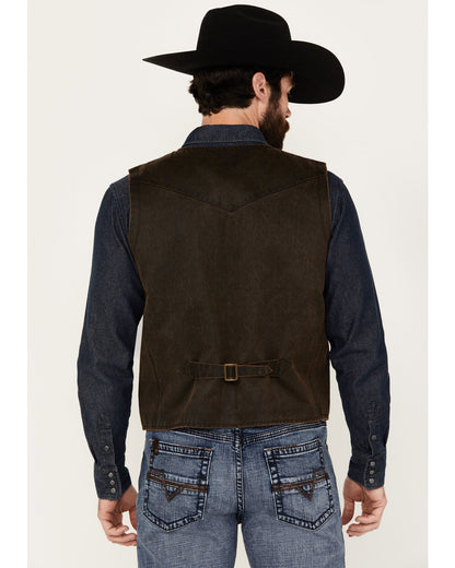 Men's Pancho Villa Oilskin Button-Front Western Vest