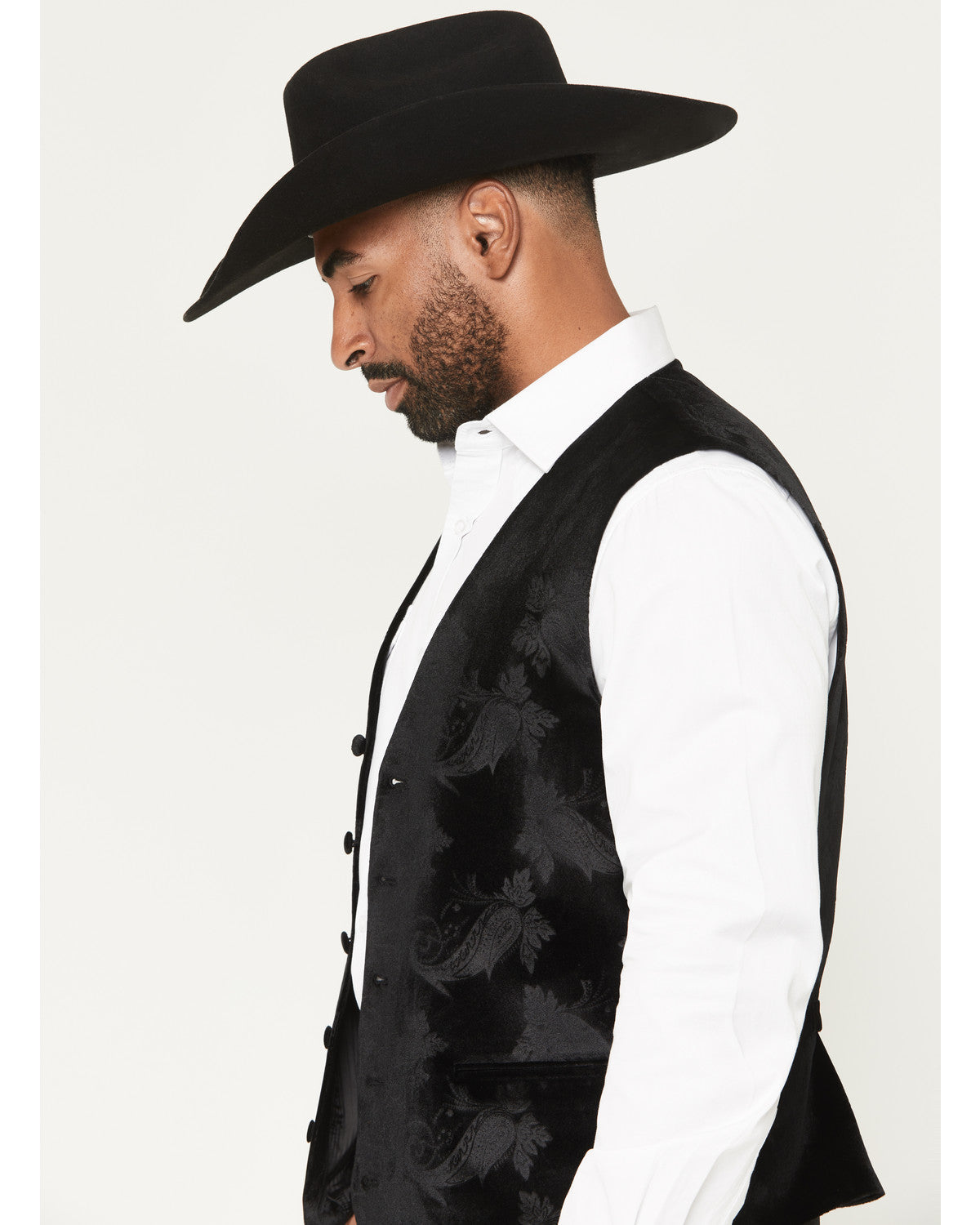 Men's Velvet Paisley Print Western Dress Vest