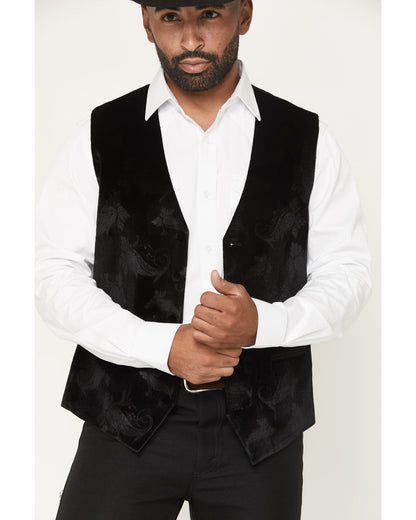 Men's Velvet Paisley Print Western Dress Vest