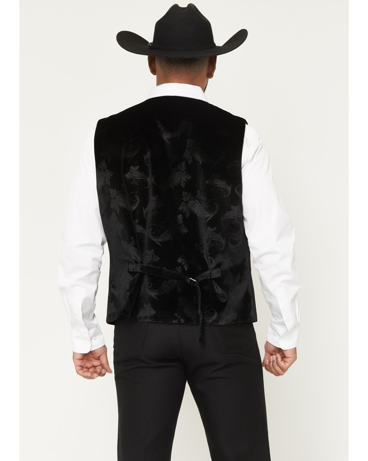 Men's Velvet Paisley Print Western Dress Vest