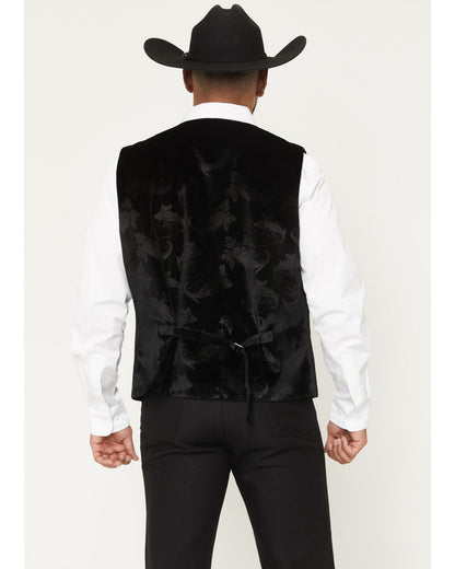 Men's Velvet Paisley Print Western Dress Vest