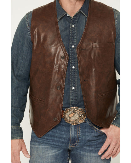 Men's Hogan Faux Leather Braided Hem Vest