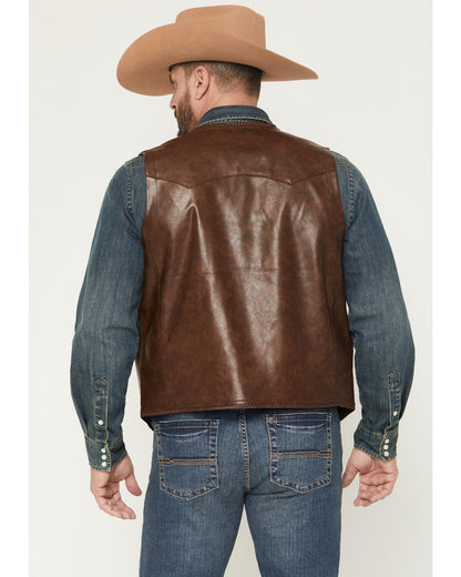 Men's Hogan Faux Leather Braided Hem Vest