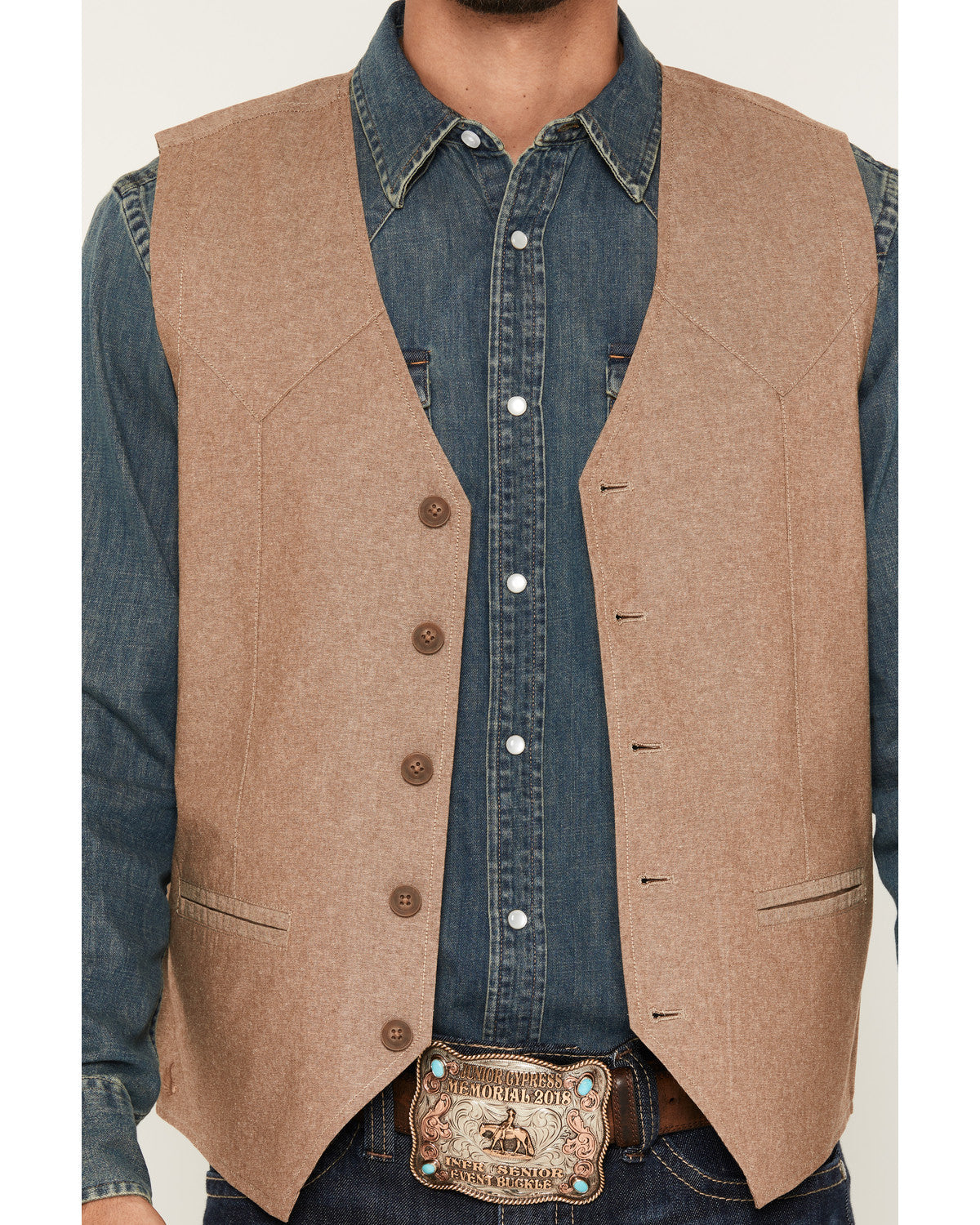 Men's Chambray Button-Down Vest
