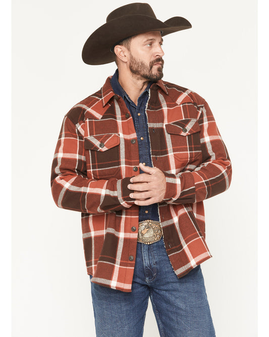 Men's Baxter Sherpa Lined Plaid Print Flannel Shirt Jacket