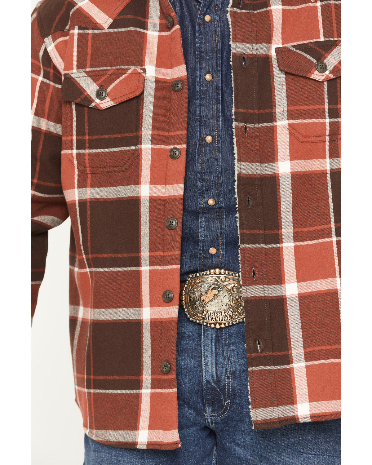 Men's Baxter Sherpa Lined Plaid Print Flannel Shirt Jacket