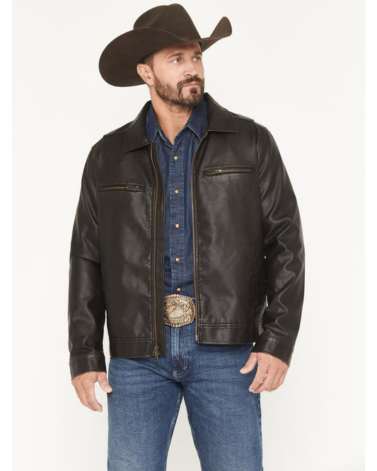 Men's Faux Leather Moto Jacket - Tall