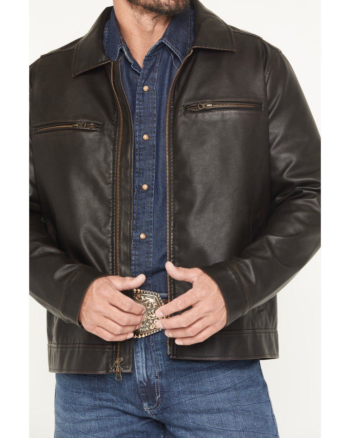 Men's Faux Leather Moto Jacket - Big
