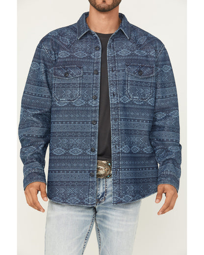 Men's Tonal Southwestern Print Fleece Lined Shirt Jacket