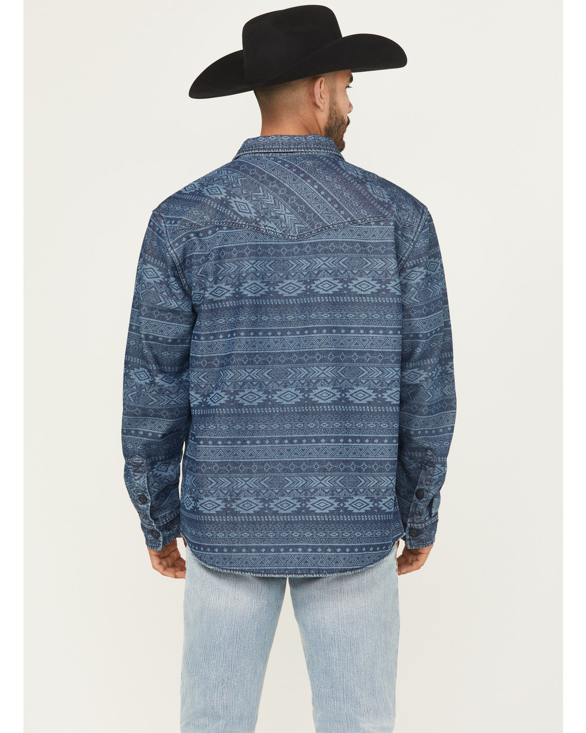 Men's Tonal Southwestern Print Fleece Lined Shirt Jacket