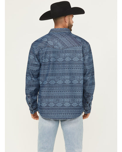 Men's Tonal Southwestern Print Fleece Lined Shirt Jacket