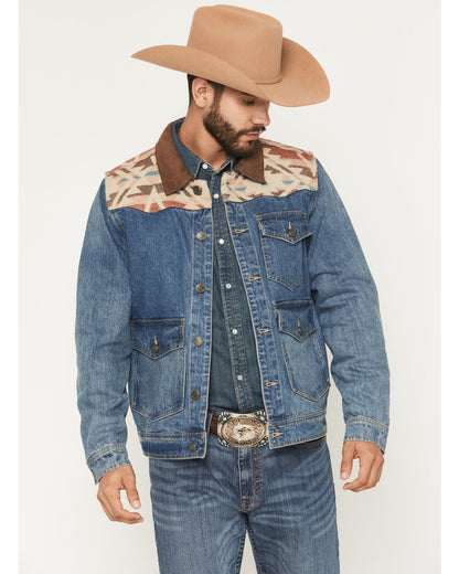 Men's Southwestern Blanket Yoke Unlined Denim Jacket