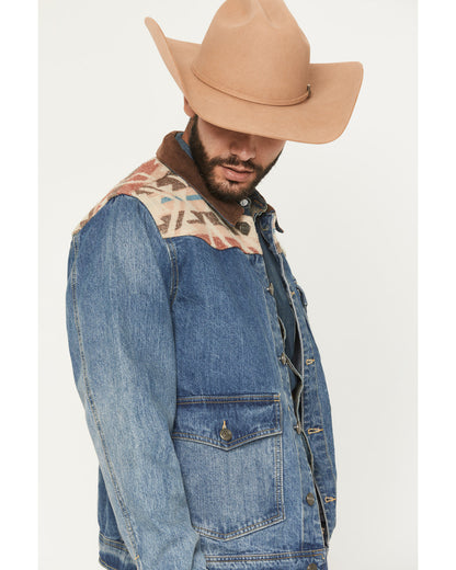 Men's Southwestern Blanket Yoke Unlined Denim Jacket