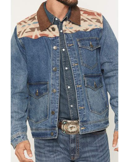 Men's Southwestern Blanket Yoke Unlined Denim Jacket
