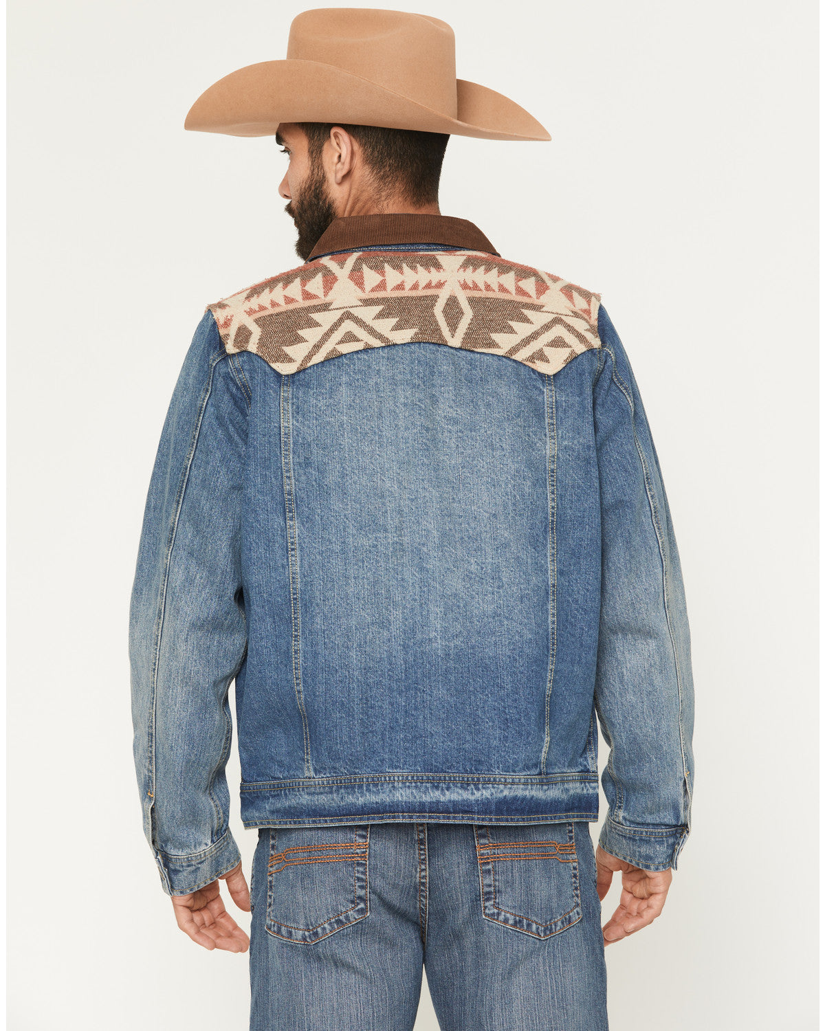 Men's Southwestern Blanket Yoke Unlined Denim Jacket