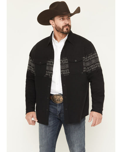 Men's Southwestern Border Print Sherpa Lined Flannel Shirt