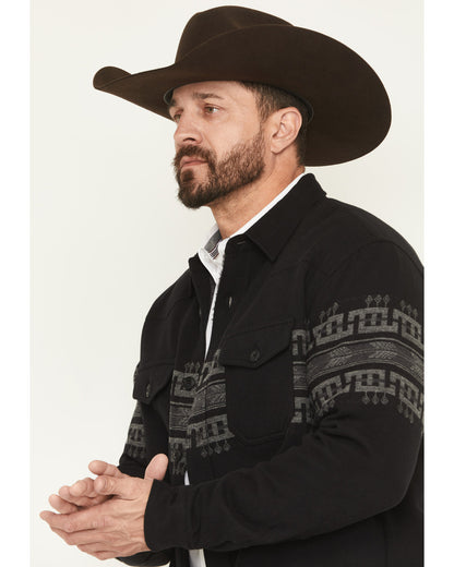Men's Southwestern Border Print Sherpa Lined Flannel Shirt