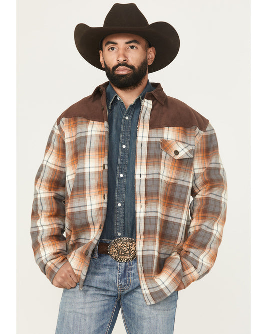 Men's Plaid Print Flannel Sherpa Lined Shirt Jacket