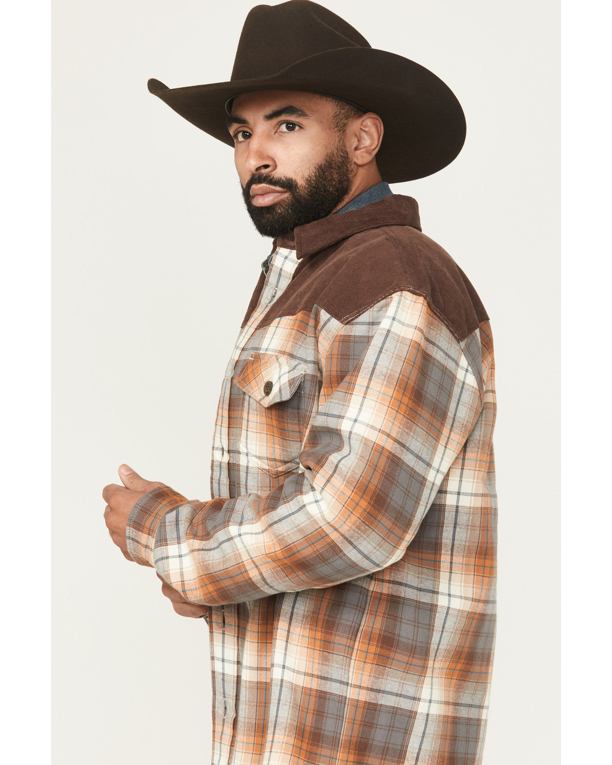 Men's Plaid Print Flannel Sherpa Lined Shirt Jacket