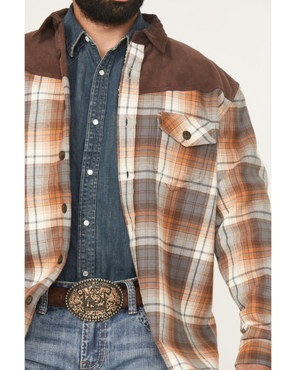 Men's Plaid Print Flannel Sherpa Lined Shirt Jacket