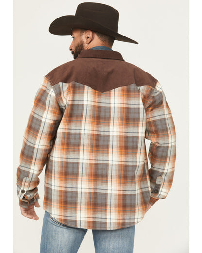 Men's Plaid Print Flannel Sherpa Lined Shirt Jacket