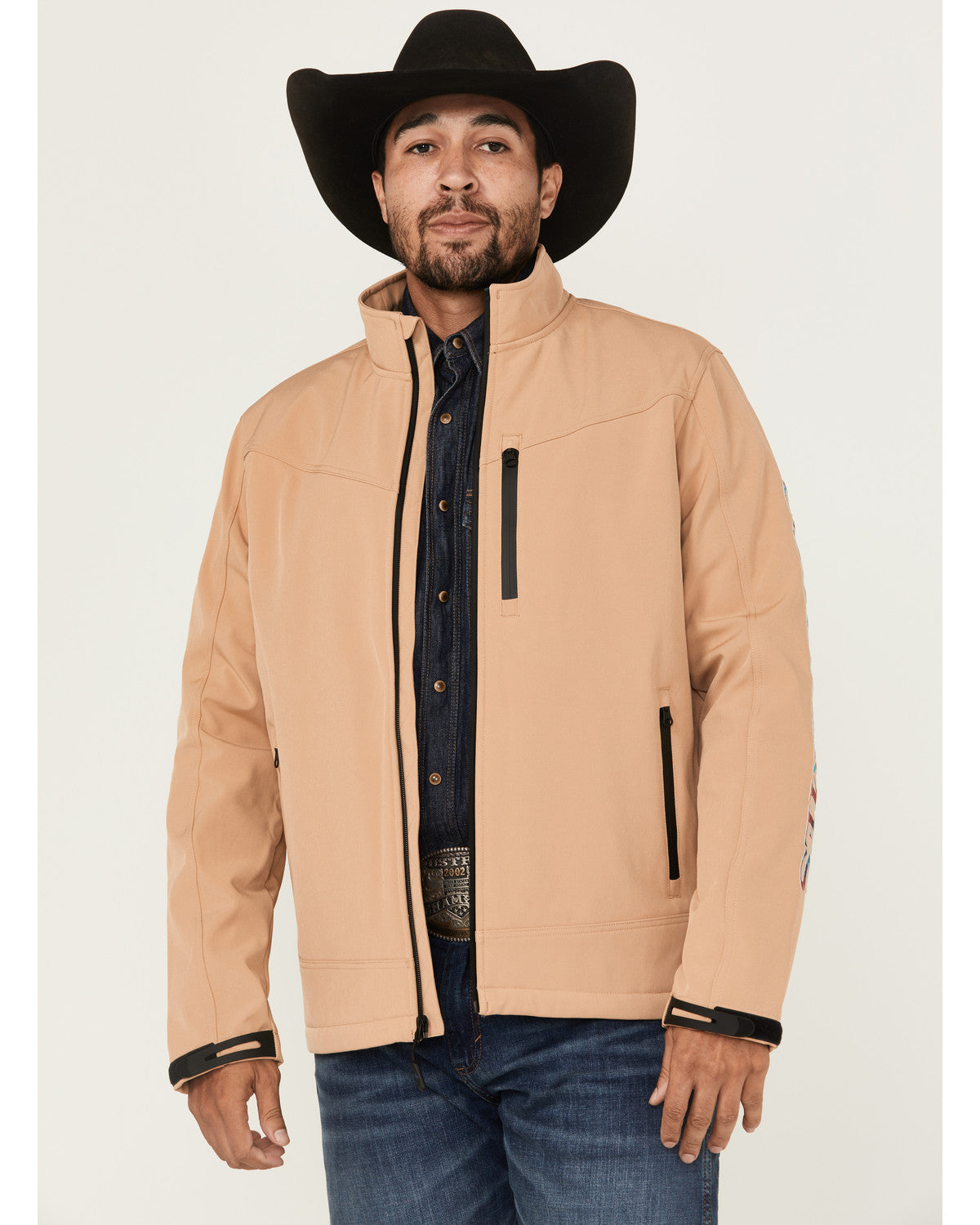 Men's Southwestern Embroidered Logo Softshell Jacket