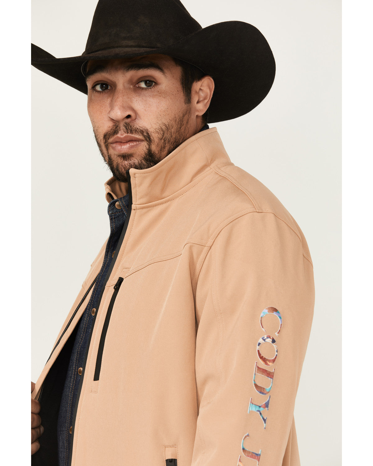 Men's Southwestern Embroidered Logo Softshell Jacket