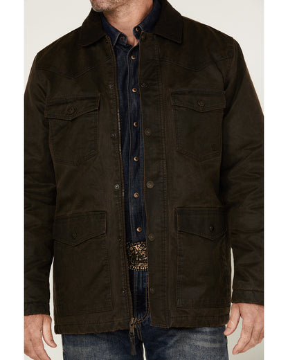 Men's Road Dust Washed Oil Skin Long Jacket