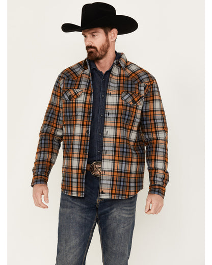 Men's Plaid Long Sleeve Button-Down Shirt Jacket