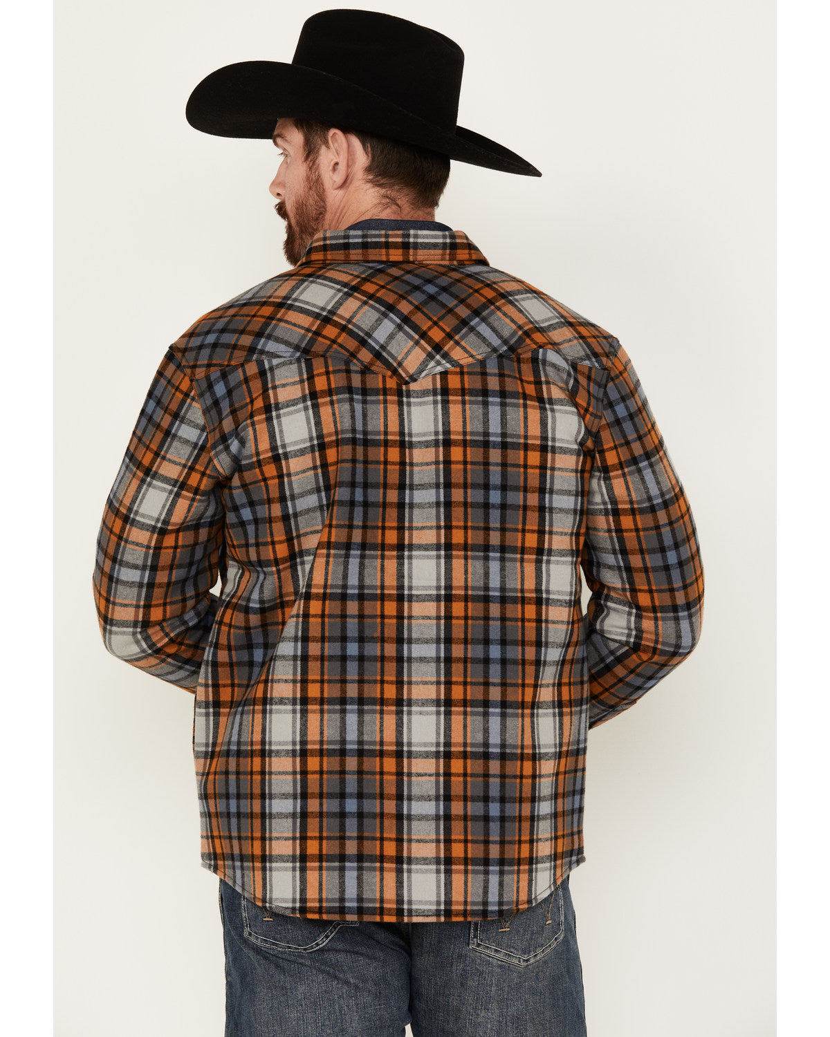 Men's Plaid Long Sleeve Button-Down Shirt Jacket