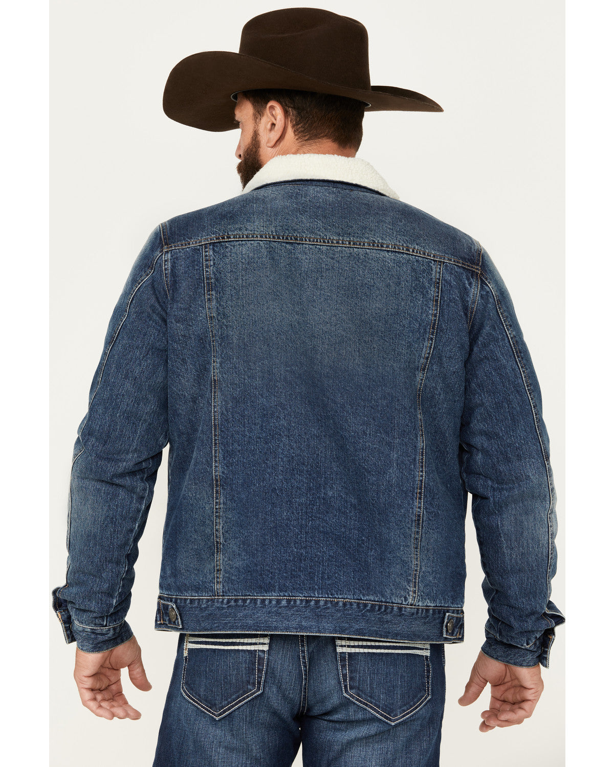Men's Medium Wash Snap Sherpa Denim Jacket