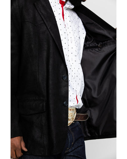 Men's Black Suede Blazer Jacket - Big & Tall