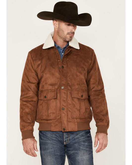 Men's Edward Faux Suede Sherpa Collar Bomber Jacket