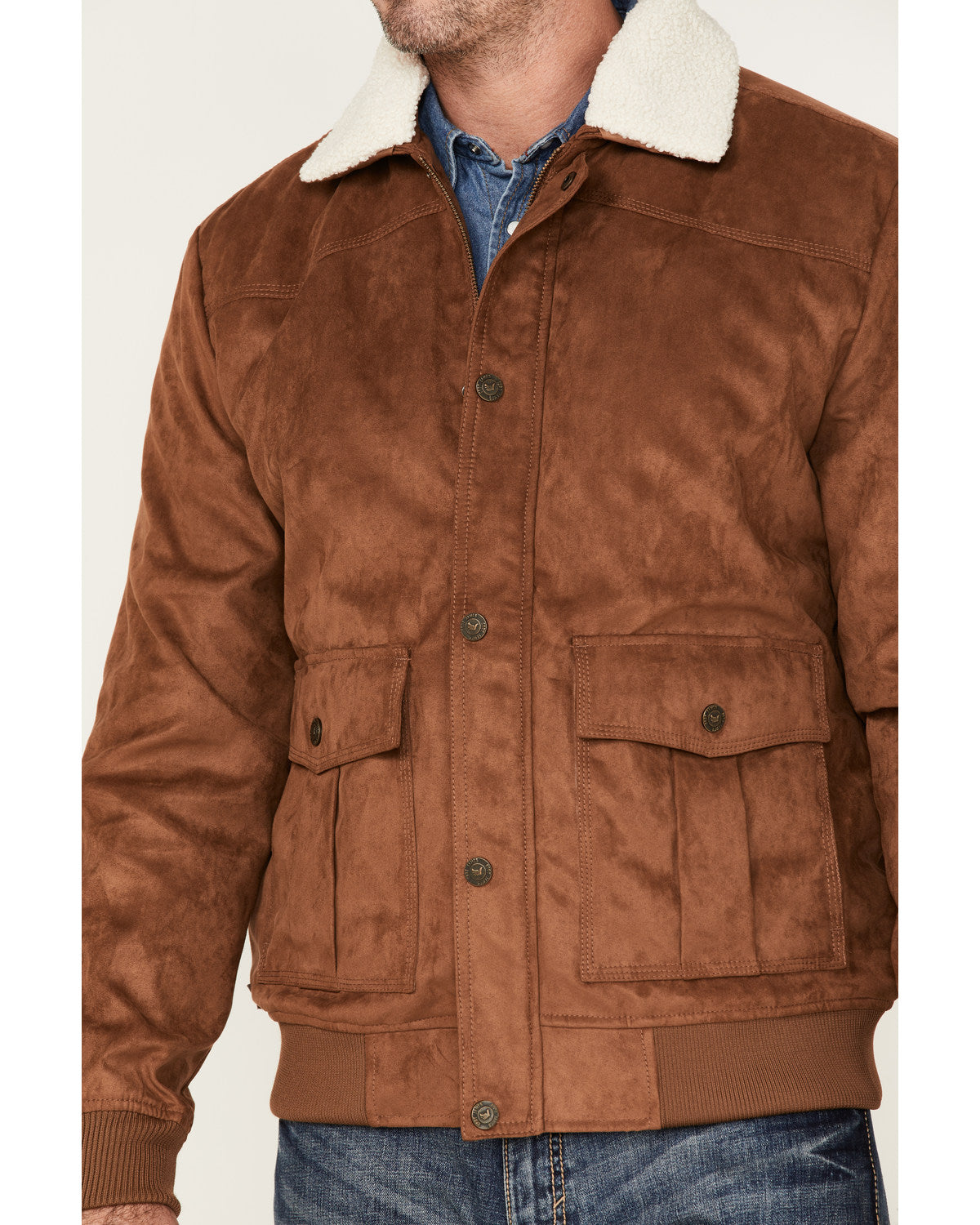 Men's Edward Faux Suede Sherpa Collar Bomber Jacket