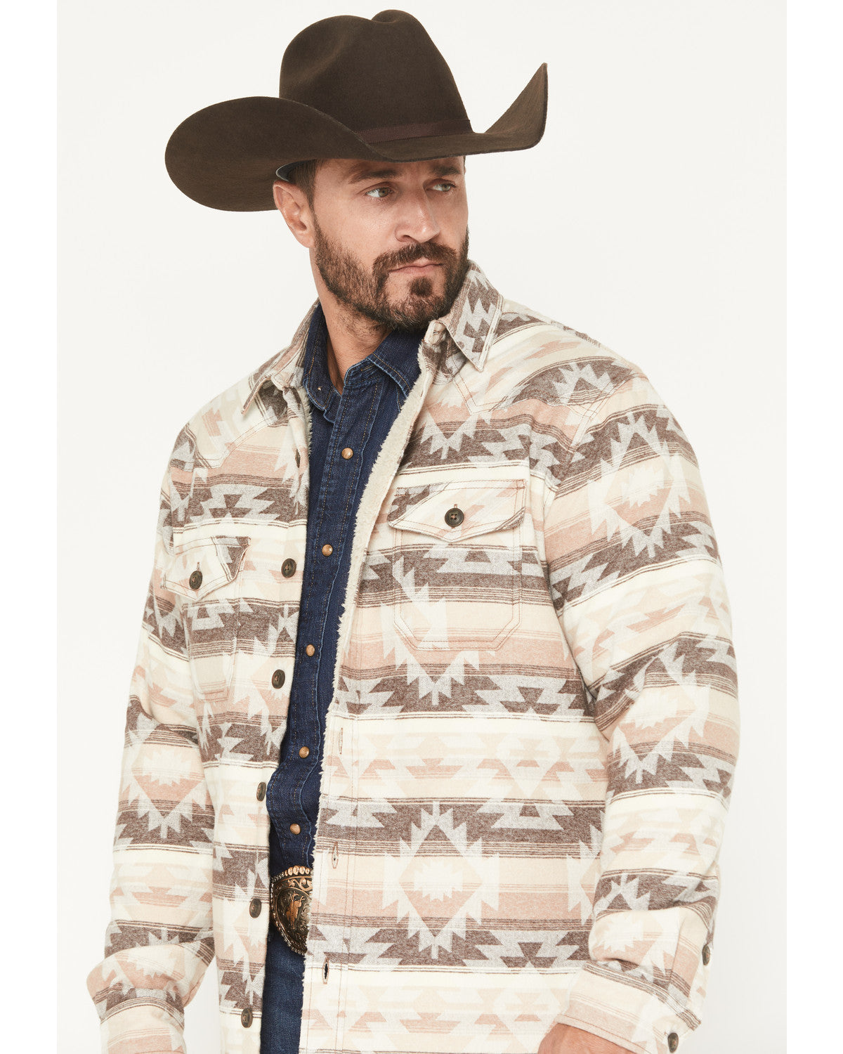 Men's Emmons Sherpa Lined Southwestern Striped Flannel Shir