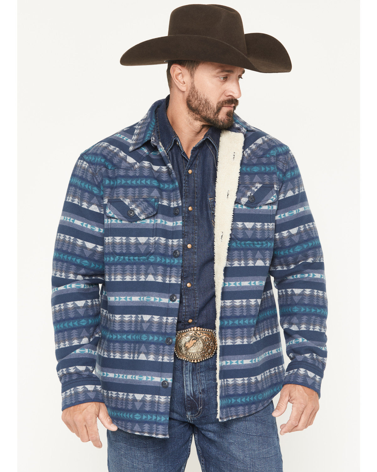 Men's Benton Sherpa Lined Southwestern Print Flannel Shirt