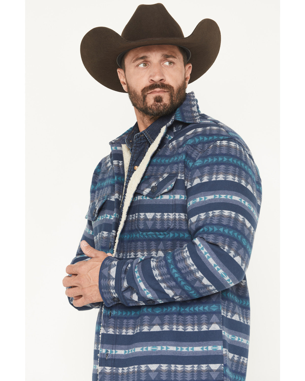 Men's Benton Sherpa Lined Southwestern Print Flannel Shirt