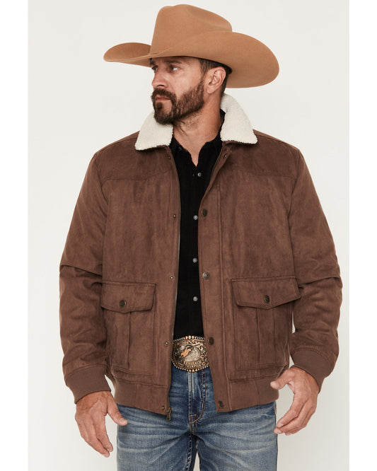 Men's Edward Faux Suede Snap Sherpa Bomber Jacket