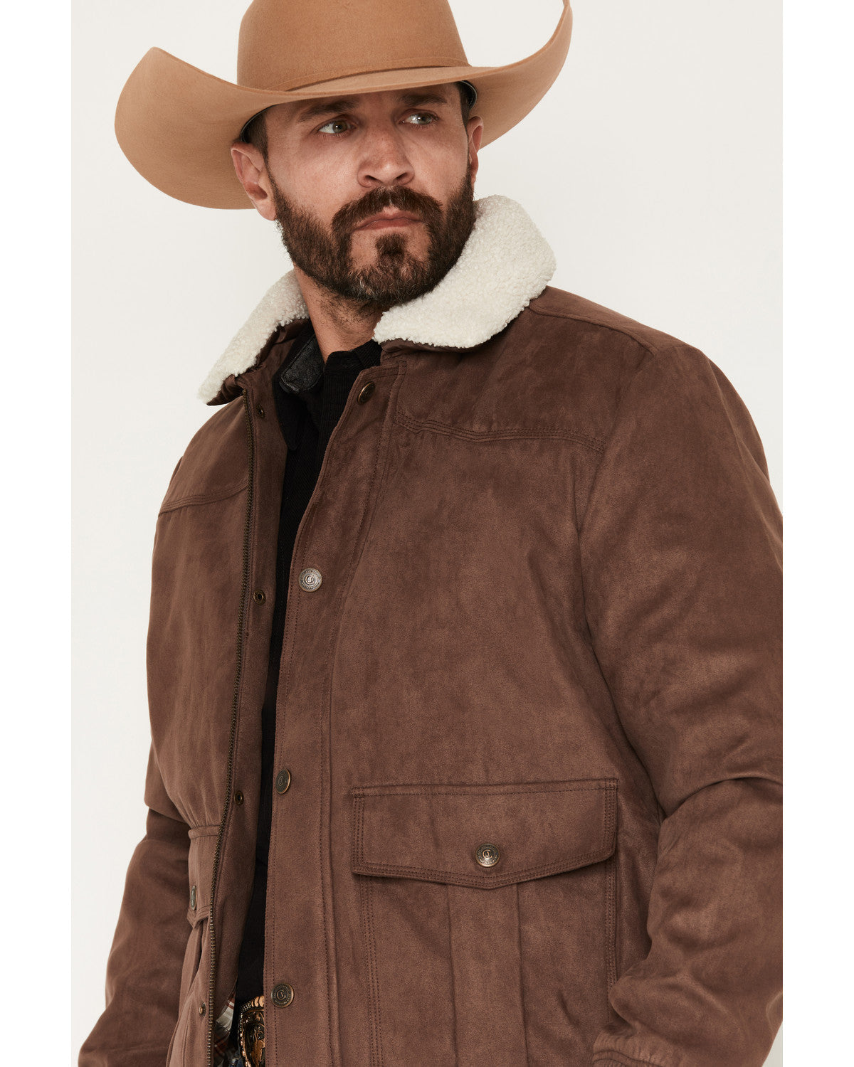 Men's Edward Faux Suede Snap Sherpa Bomber Jacket