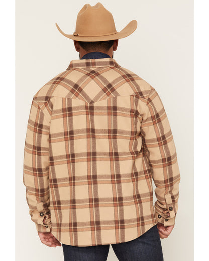 Men's Hombre Plaid Print Sherpa Lined Shirt Jacket