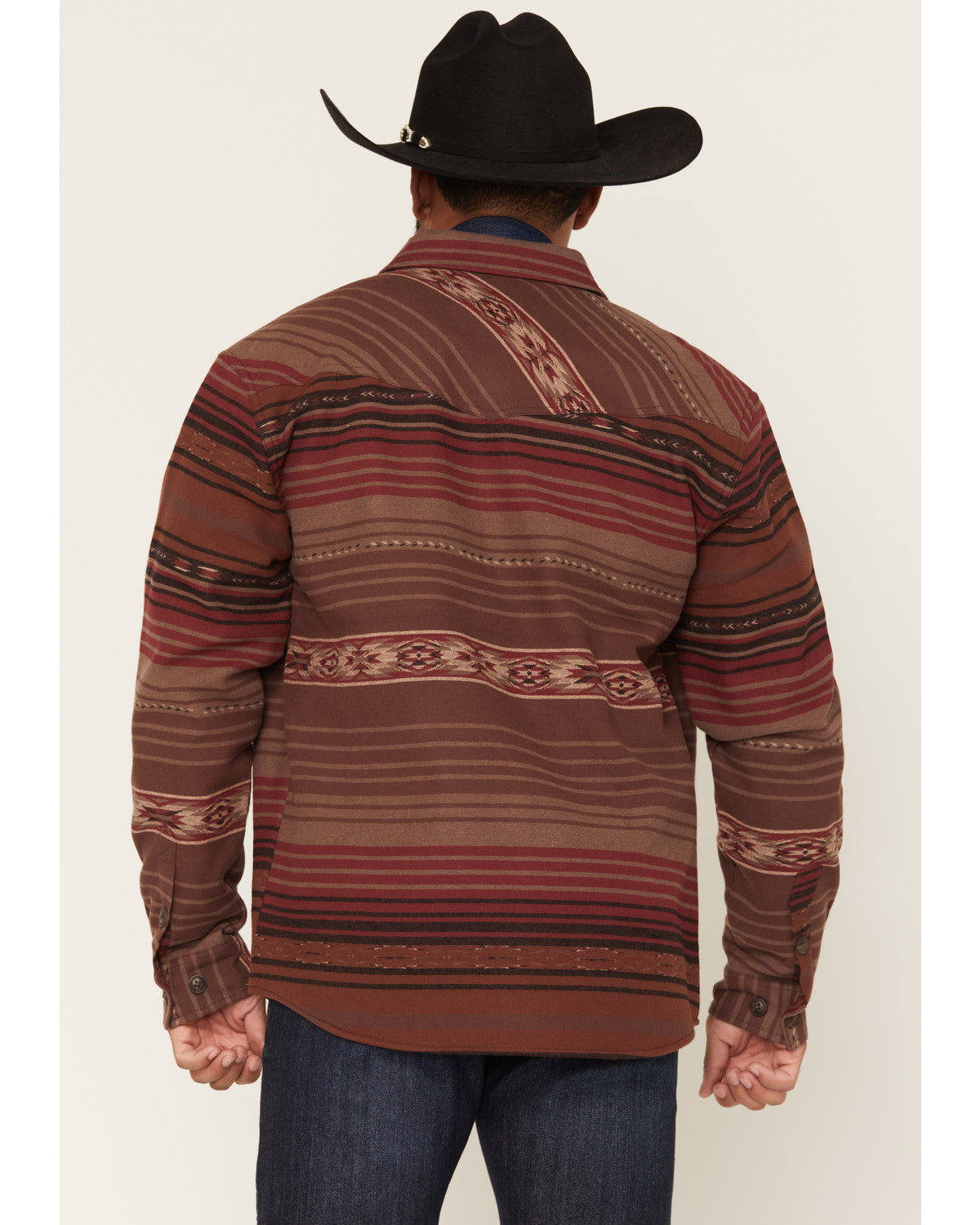 Men's Drif Southwestern Serape Striped Fleece Lined Shirt J