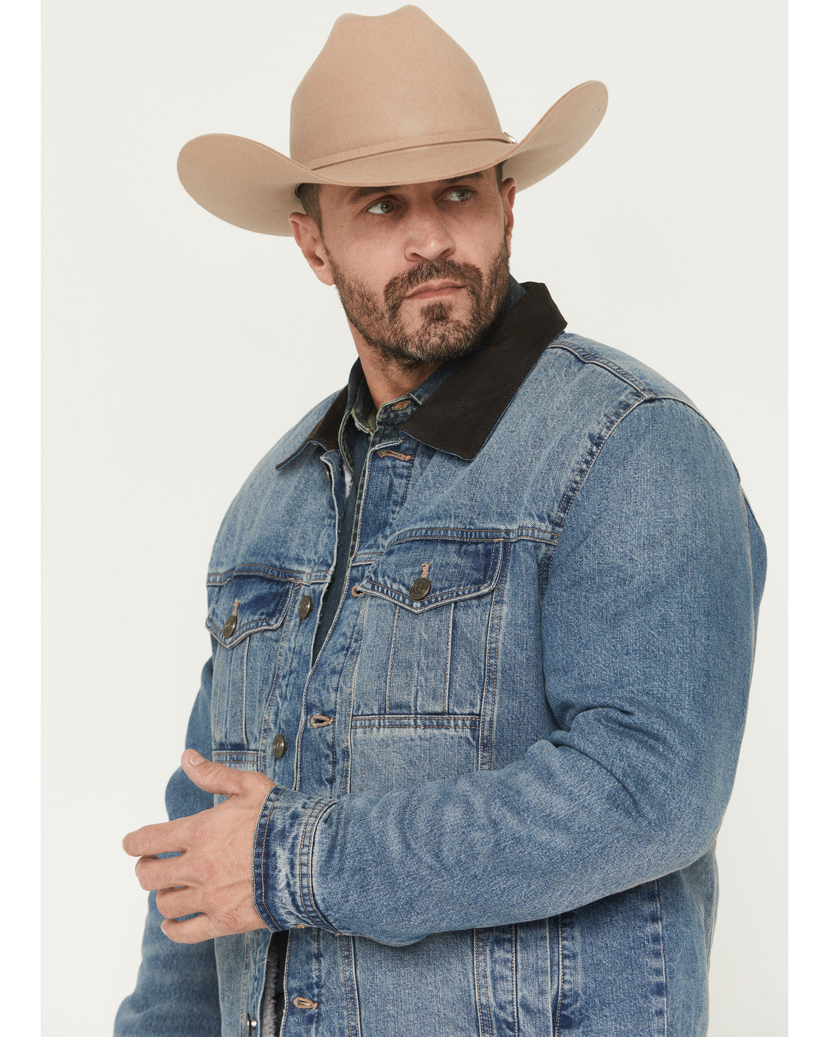 Men's Bandera Light Wash Sherpa Lined Denim Jacket