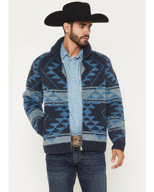 Men's Carson Southwestern Print Full Zip Wool Sweater