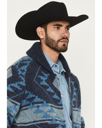 Men's Carson Southwestern Print Full Zip Wool Sweater