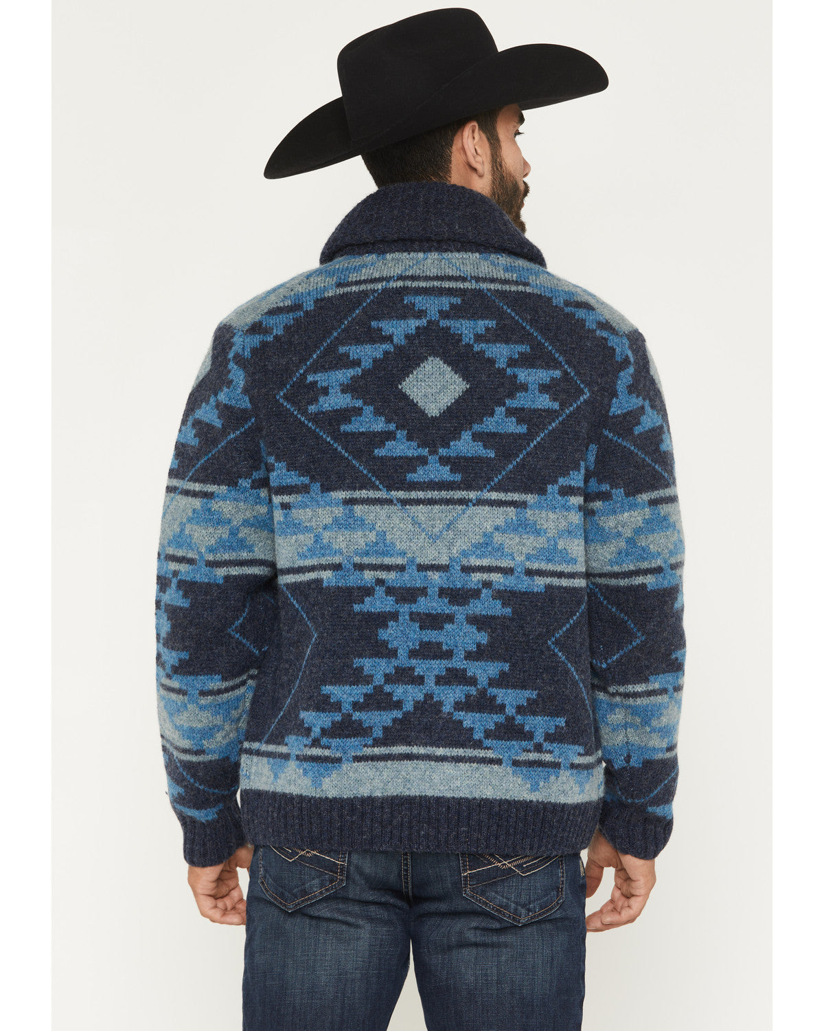 Men's Carson Southwestern Print Full Zip Wool Sweater