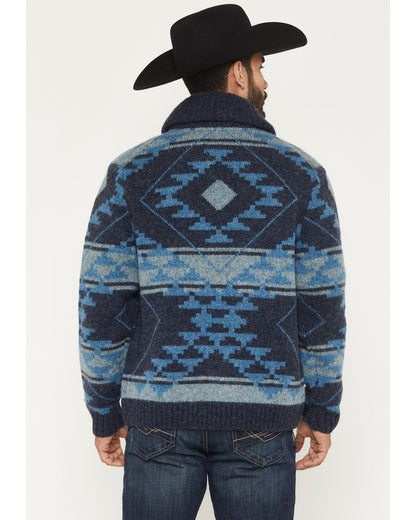 Men's Carson Southwestern Print Full Zip Wool Sweater