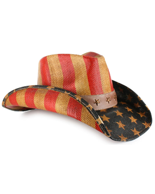 Justice American Flag Drifter Straw Cowboy Hat